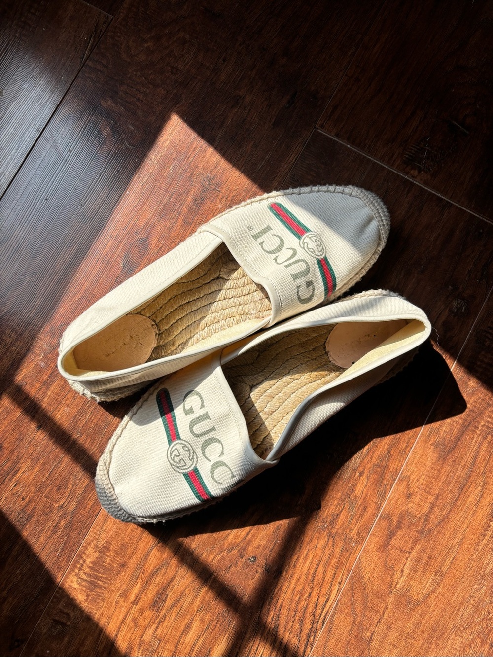 Gucci Cream Canvas Espadrilles with Natural Jute Sole